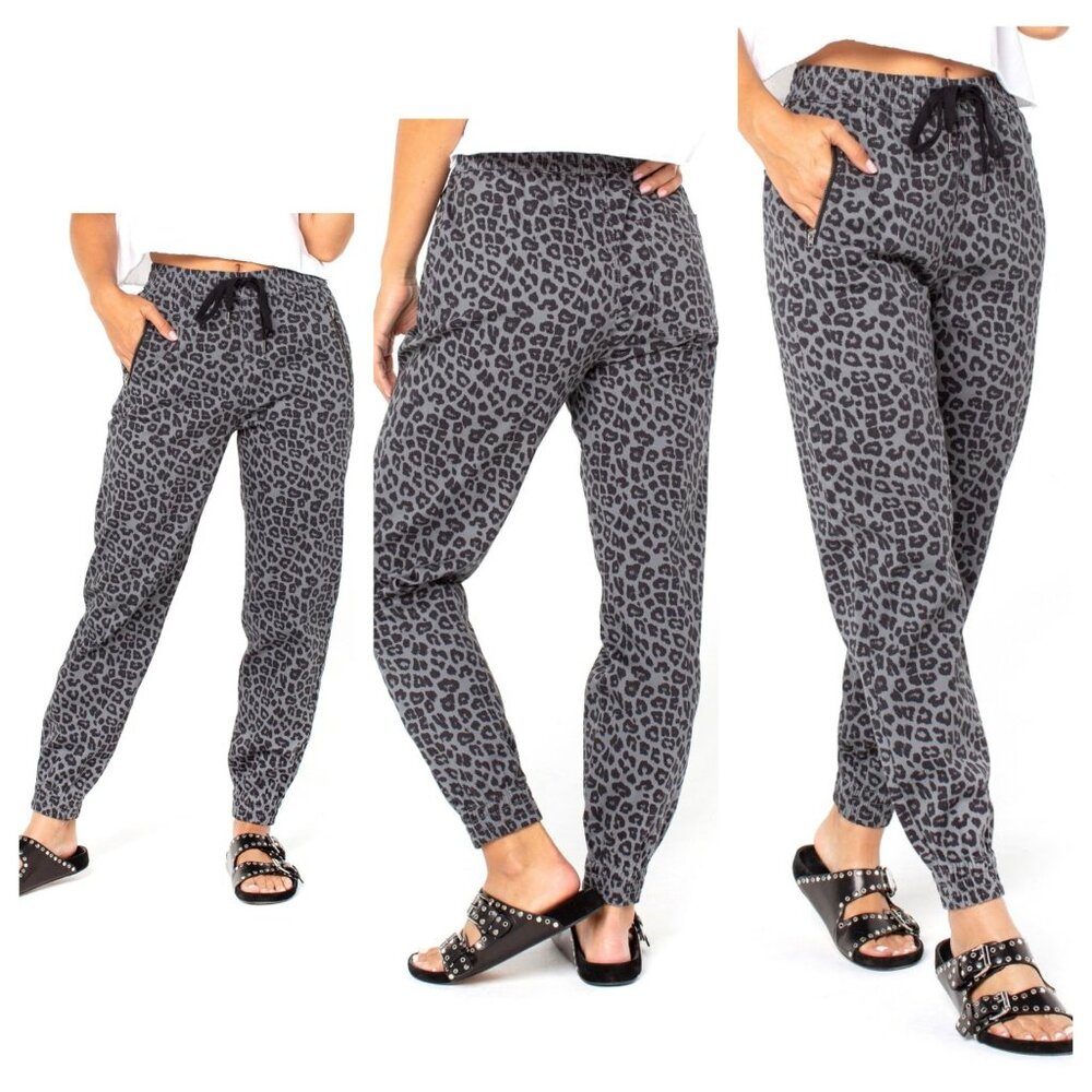 Celebrity Pink Junior Ladies High Rise Grey Leopard Print Stylish‎ Jogger SZ S